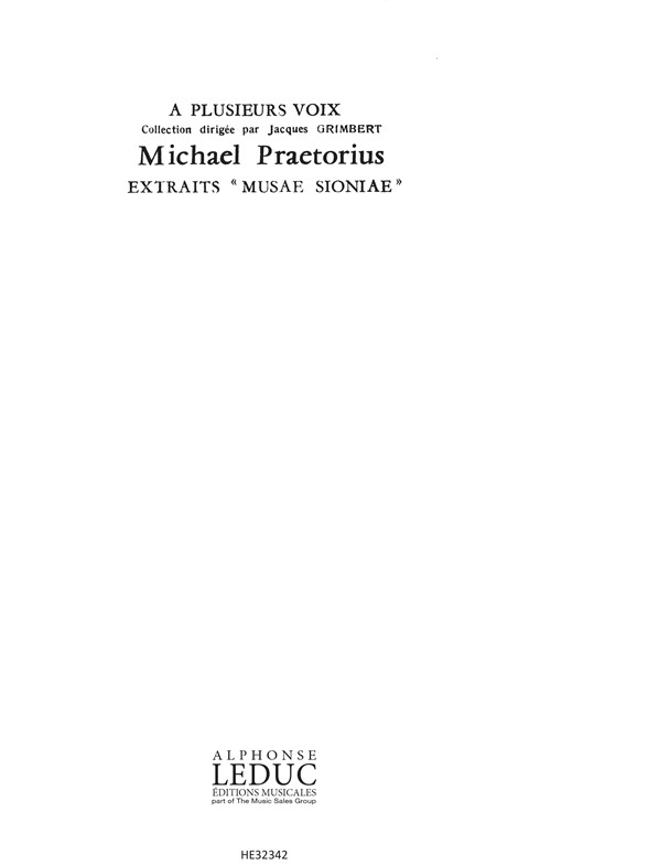 Praetorius A Plusieurs Voix Pj324 Musae Sioniae 2 Part Choral