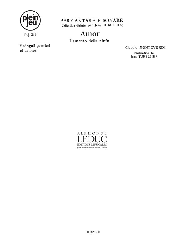Monteverdi Per Cantare E Sonare Pj342 Amor Lamento Della Ninfa 4 Part