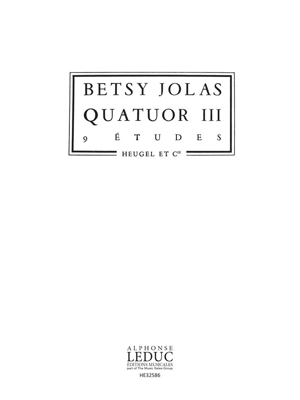 Jolas Quatuor 3 9 Etudes In 8 Poche Ph305 String Quartet Score