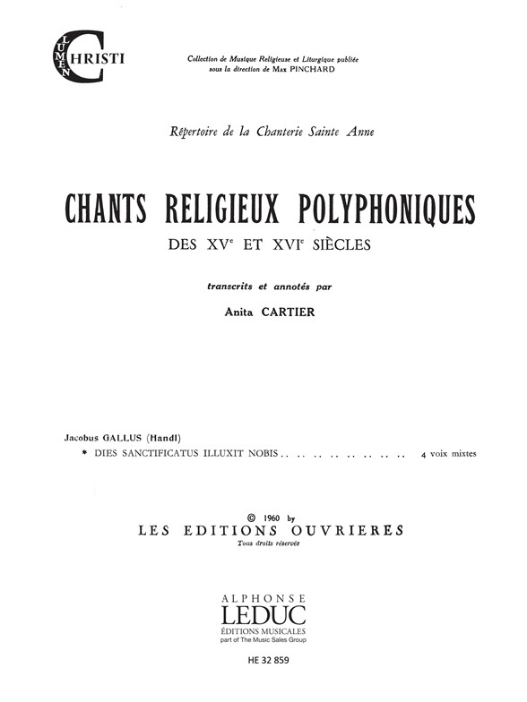 Jakobus Gallus: Dies sanctificatus illuxit Nobim (Choral-Mixed a cappella)