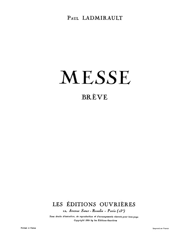 Ladmirault Messe Breve 4 Part & Organ Choral