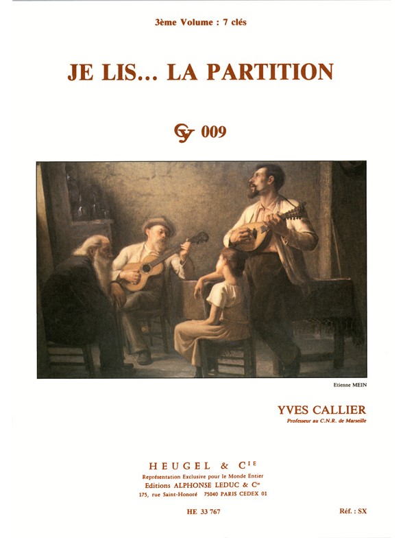 Callier Je Lis La Partition Volume 3 7 Cles Cy009 Book