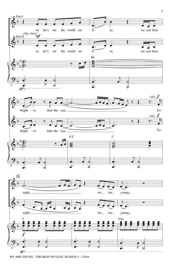 We Are Young Best Glee Season 3 Medley (Brymer/Anders/Astrom) 2pt Chor