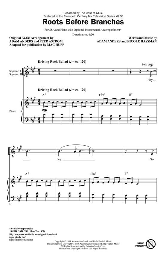 Anders Adam Glee Roots Before Branches (Arr Huff Mac) Ssa Chor