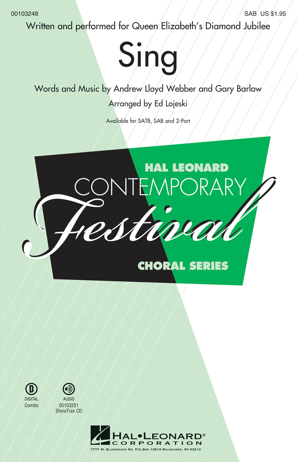 Lloyd Webber Andrew/Barlow Gary Sing (Lojeski Ed) Sab Choral