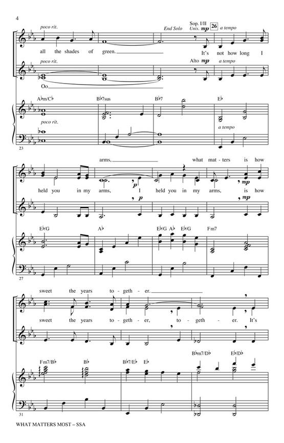 Bergman/Grusin What Matters Most (Arr Snyder Audrey) Ssa & Solo Choral