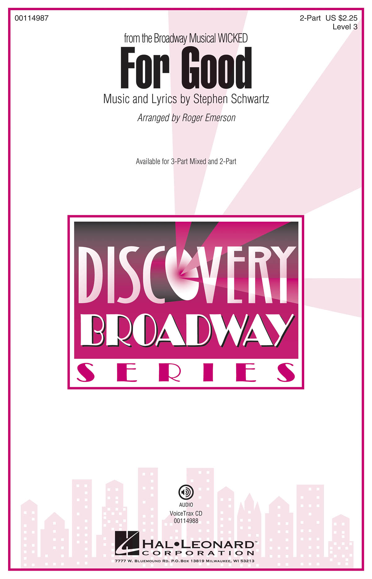 Schwartz Stephen For Good (Arr Emerson Roger) 2 Part Choral