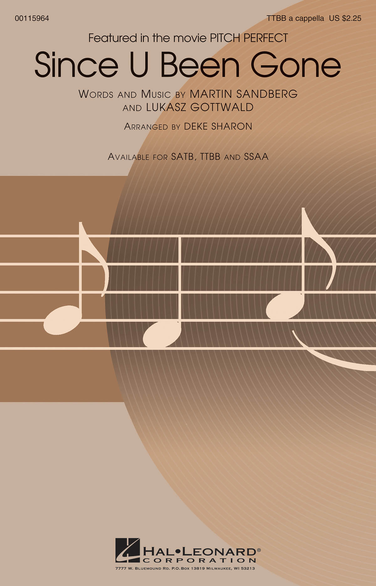 Gottwald/Sandberg Since U Been Gone (Sharon) Ttbb A Cappella Choral