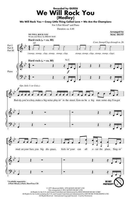We Will Rock You Medley Huff Swtx Cd
