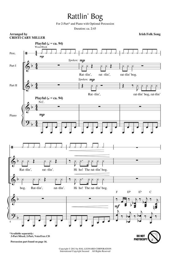 Rattlin' Bog (Miller) 2pt Chor