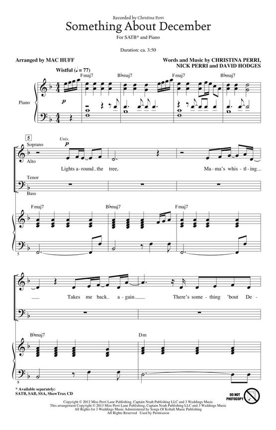 Perri Christina Something About December (Arr Huff Mac) Showtrax Cd