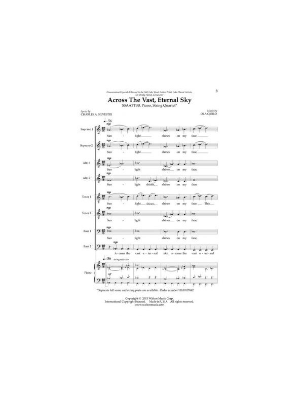 Ola Gjeilo: Across The Vast, Eternal Sky (Score/Parts)