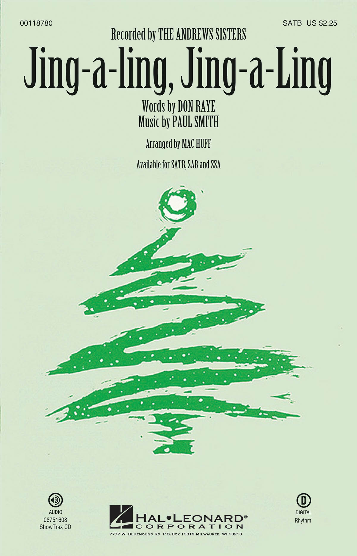Raye/Smith Jing-A-Ling Jing-A-Ling (Arr Huff Mac) Satb Choral