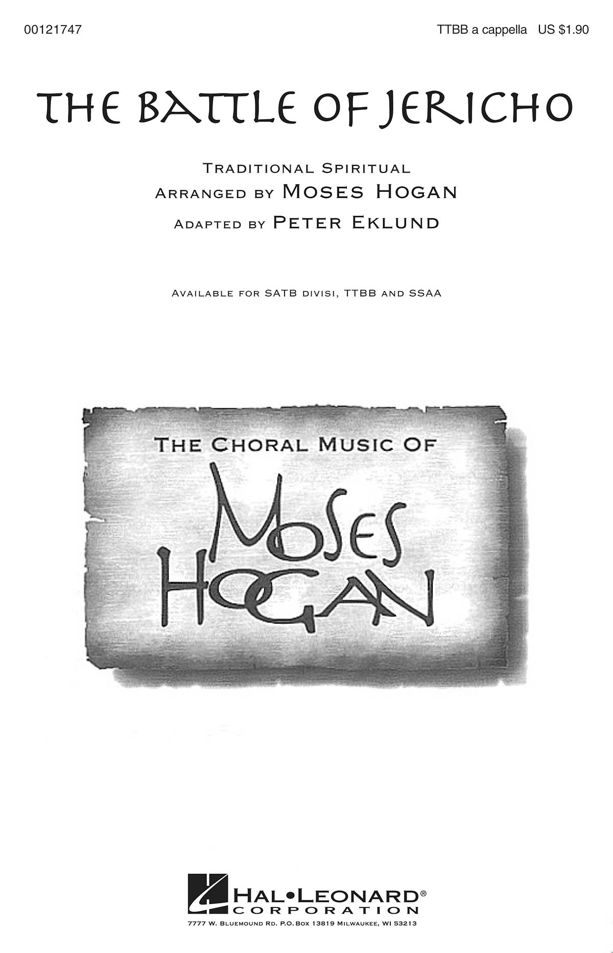 The Battle Of Jericho (Arr Hogan/Eklund) Ttbb A Cappella Choral