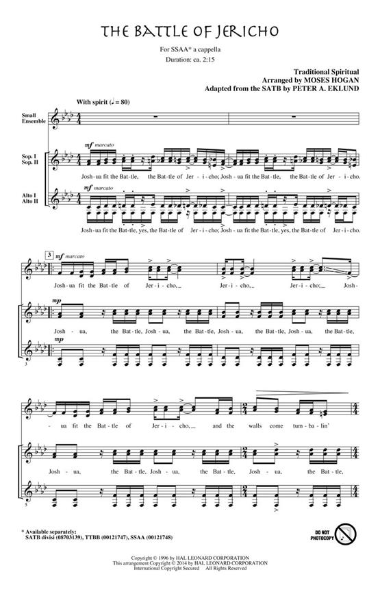 The Battle Of Jericho (Arr Hogan/Eklund) Ssaa A Cappella Choral