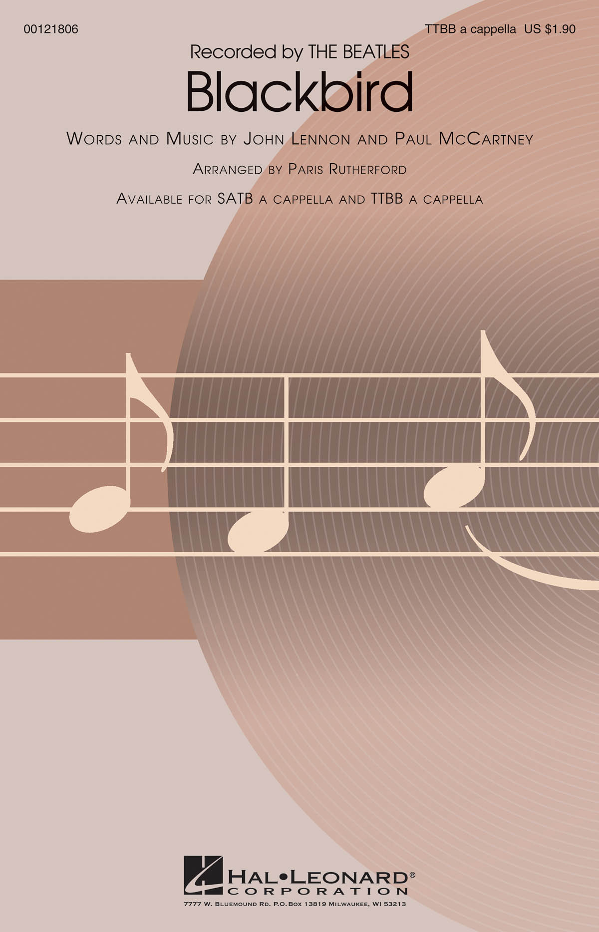 The Beatles Blackbird (Arr Rutherford Paris) Ttbb A Cappella Choral