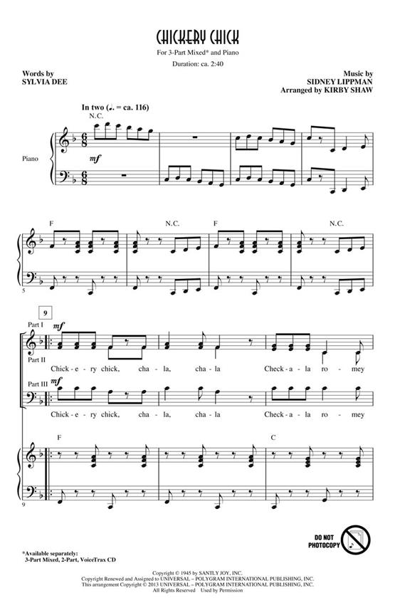 Lippman/Dee Chickery Chick (Arr Shaw Kirby) Voicetrax Cd