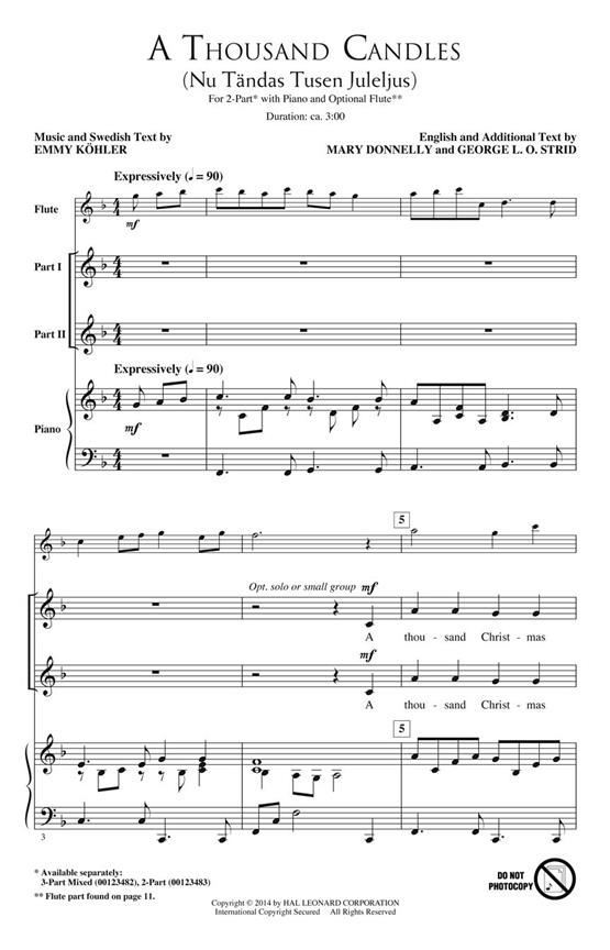 A Thousand Candles Nu Tandas Tusen Juleijus (Strid/Donnelly) 2pt Chor