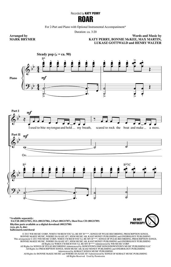 Perry Roar (Brymer) 2pt Chor