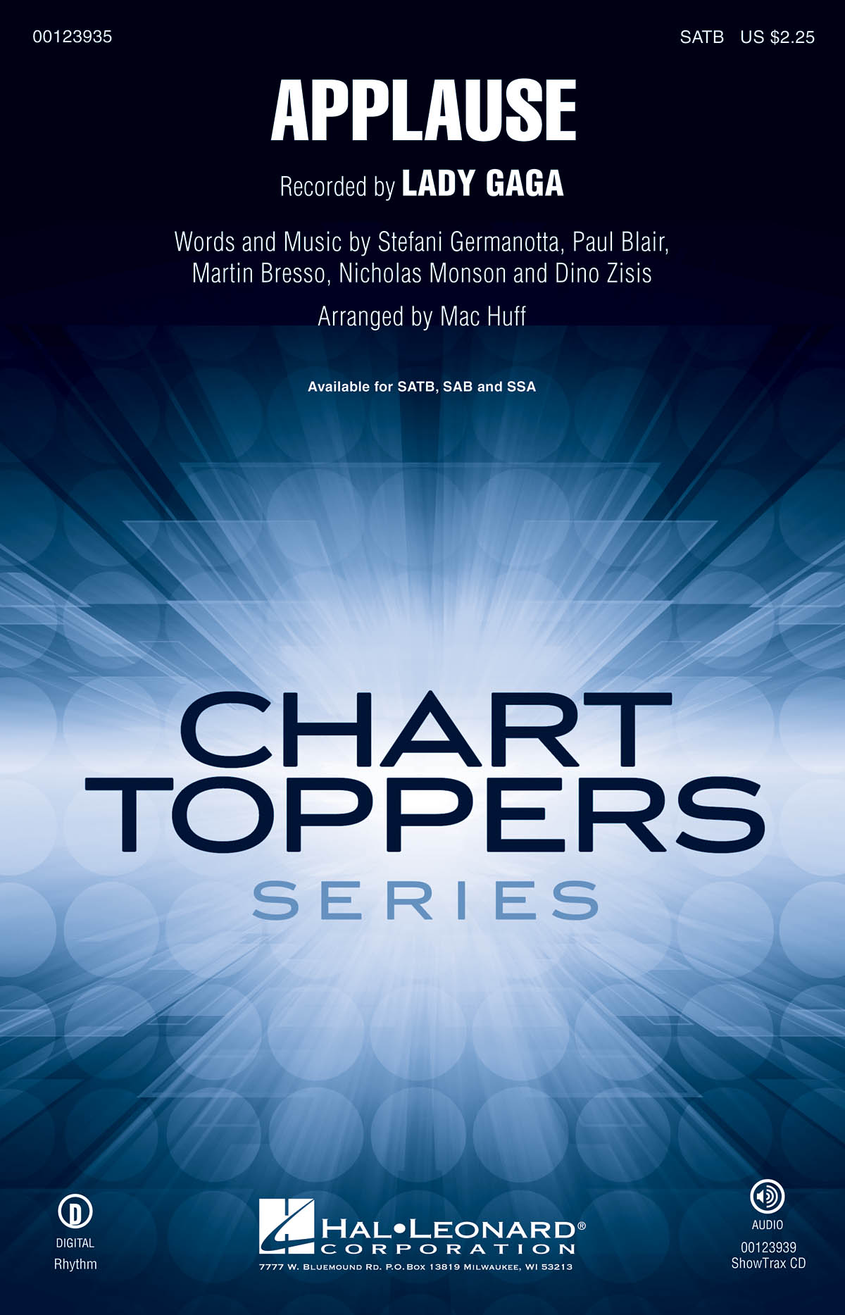 Lady Gaga Applause (Arr Huff Mac) Satb Choral