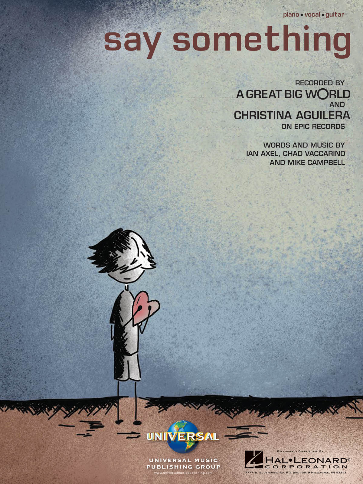 Aguilera Christina/Great Big World Say Something Piano Vocal Sheet