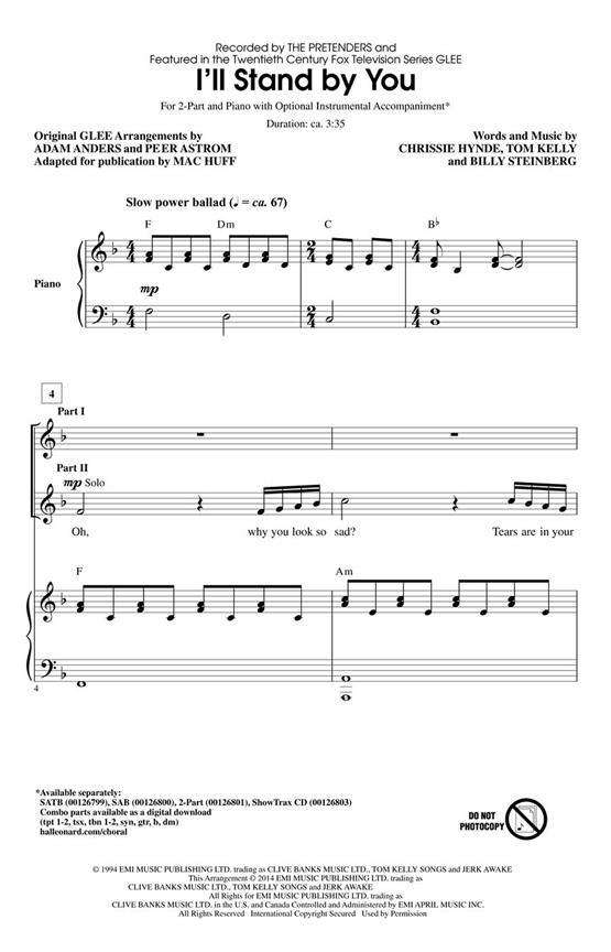 Hynde Chrissie I'll Stand By You (Arr Huff Mac) 2 Part Choral