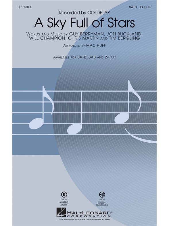 Coldplay A Sky Full Of Stars (Arr Huff Mac) Satb Choral