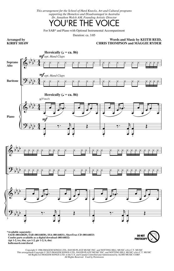 Farnham John You're The Voice (Shaw Kirby) Sab Choral