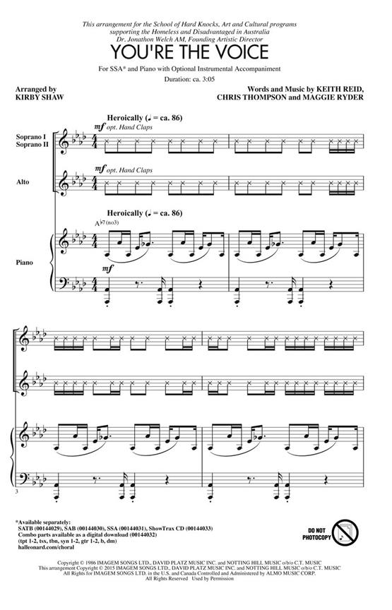 Farnham John You're The Voice (Shaw Kirby) Ssa Choral