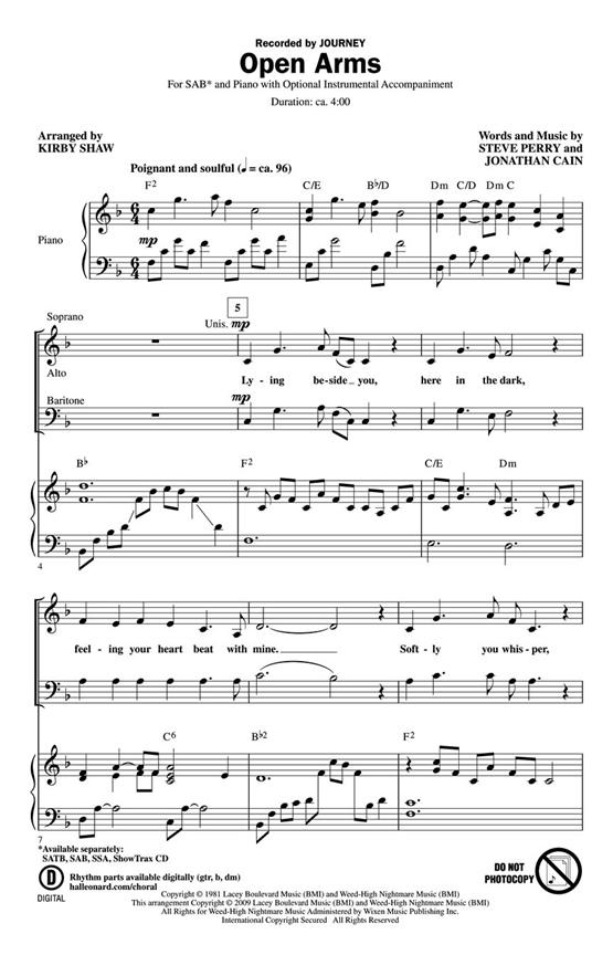 JOURNEY OPEN ARMS (ARR SHAW KIRBY) SAB CHOR
