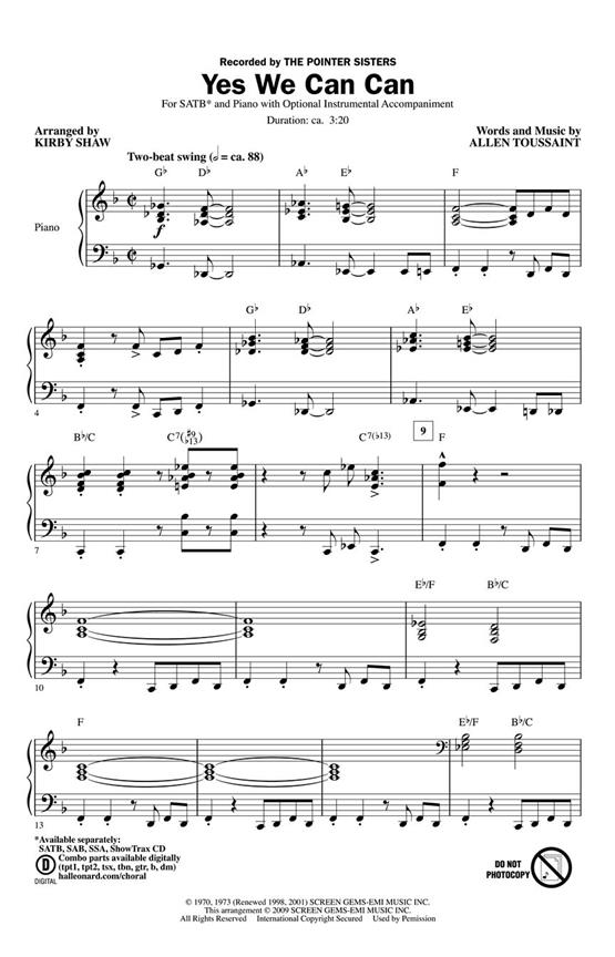 TOUSSAINT ALLEN YES WE CAN CAN (ARR SHAW KIRBY) SHOWTRAX CD
