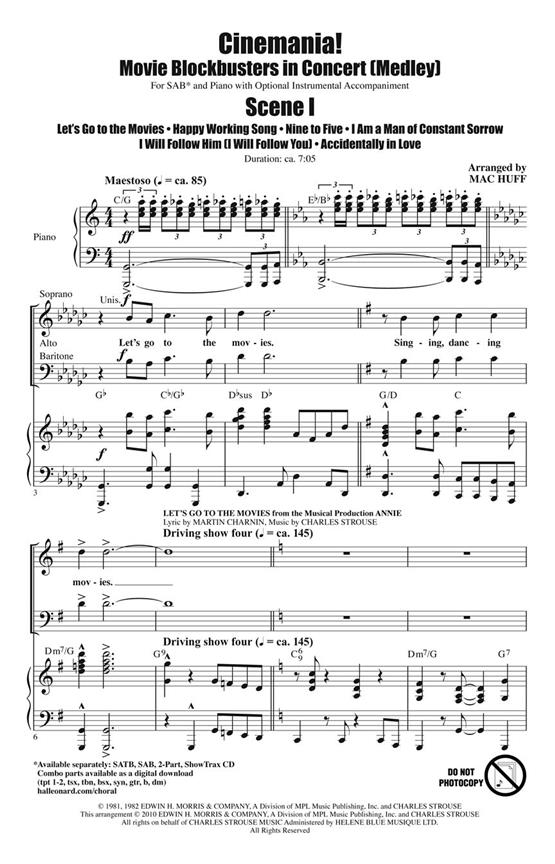 Cinemania Movie Blockbusters In Concert Medley (Arr Huff Mac) Sab Chor