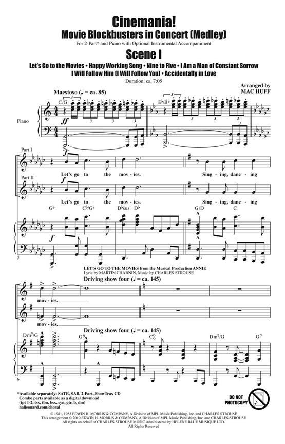 CINEMANIA! MOVIE BLOCKBUSTERS IN CONCERT MEDLEY (ARR MAC HUFF) 2PT CHO