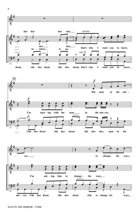 JACKSON/BALLARD/GARRETT MAN IN THE MIRROR (SHAW KIRBY) TTBB A CAPPELLA