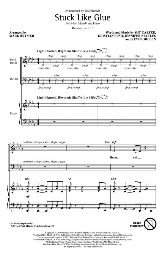 STUCK LIKE GLUE (BRYMER MARK) 3 PART MIXED CHORAL