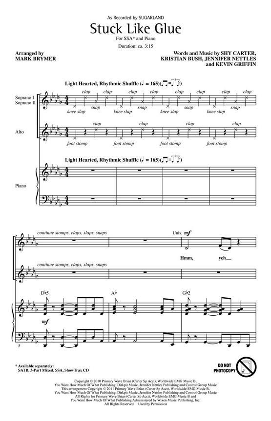 STUCK LIKE GLUE (BRYMER MARK) SSA CHORAL