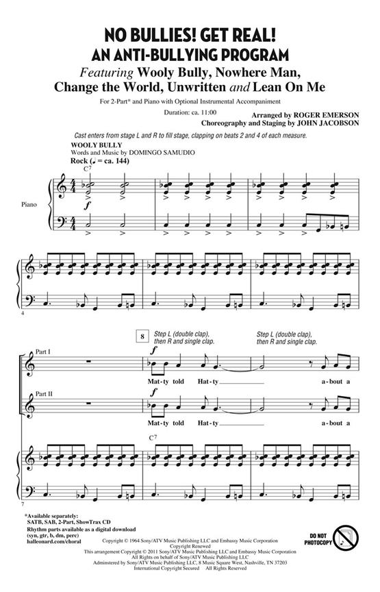 NO BULLIES GET REAL (EMERSON ROGER) 2 PART CHORAL