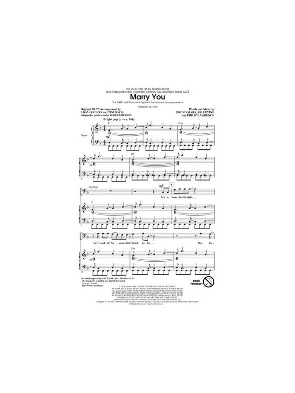 MARS/LAWRENCE/LEVINE MARRY YOU (EMERSON/ANDERS/DAVIS) SAB CHORAL