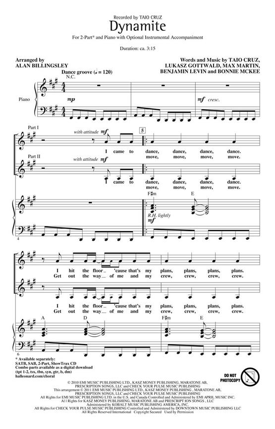 Cruz Dynamite (Billingsley) 2pt Chor