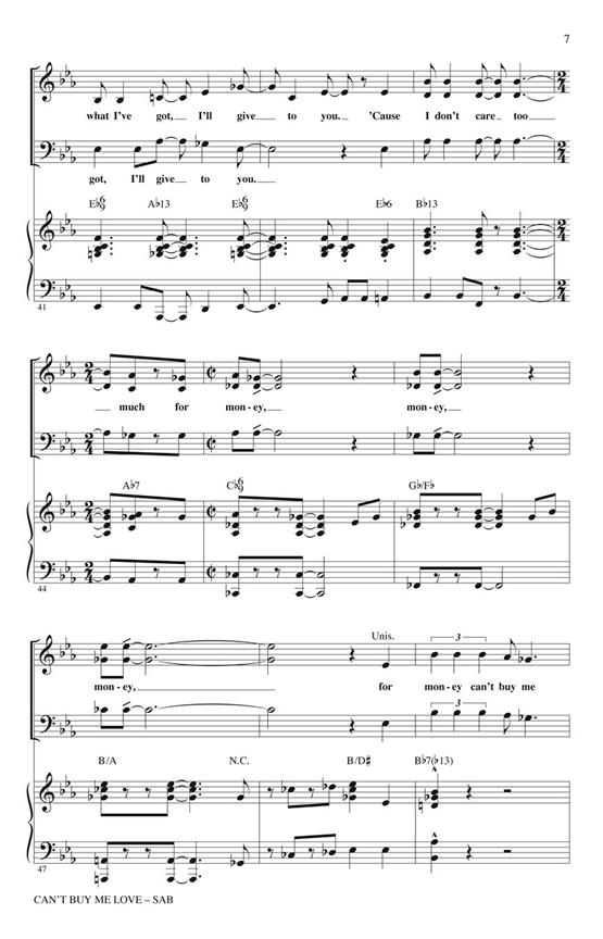 LENNON J/MCCARTNEY P CAN'T BUY ME LOVE (SHAW KIRBY) SAB CHORAL