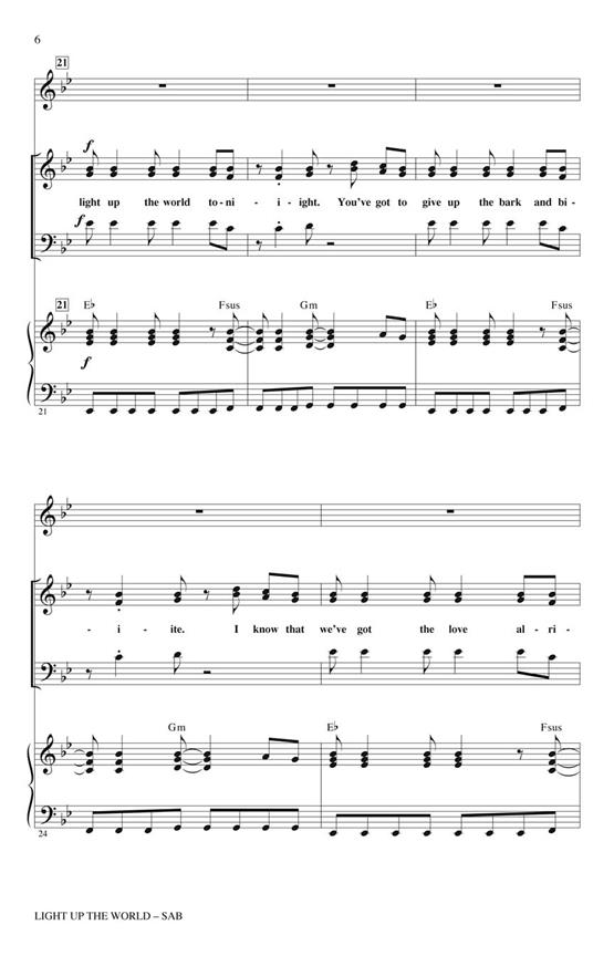 LIGHT UP THE WORLD GLEE (ARR HUFF MAC) SAB CHOR