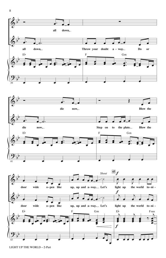 LIGHT UP THE WORLD GLEE (ARR HUFF MAC) 2PT CHOR