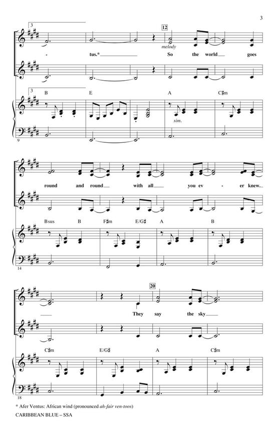 Enya Caribbean Blue (Shaw Kirby) Ssa Choral