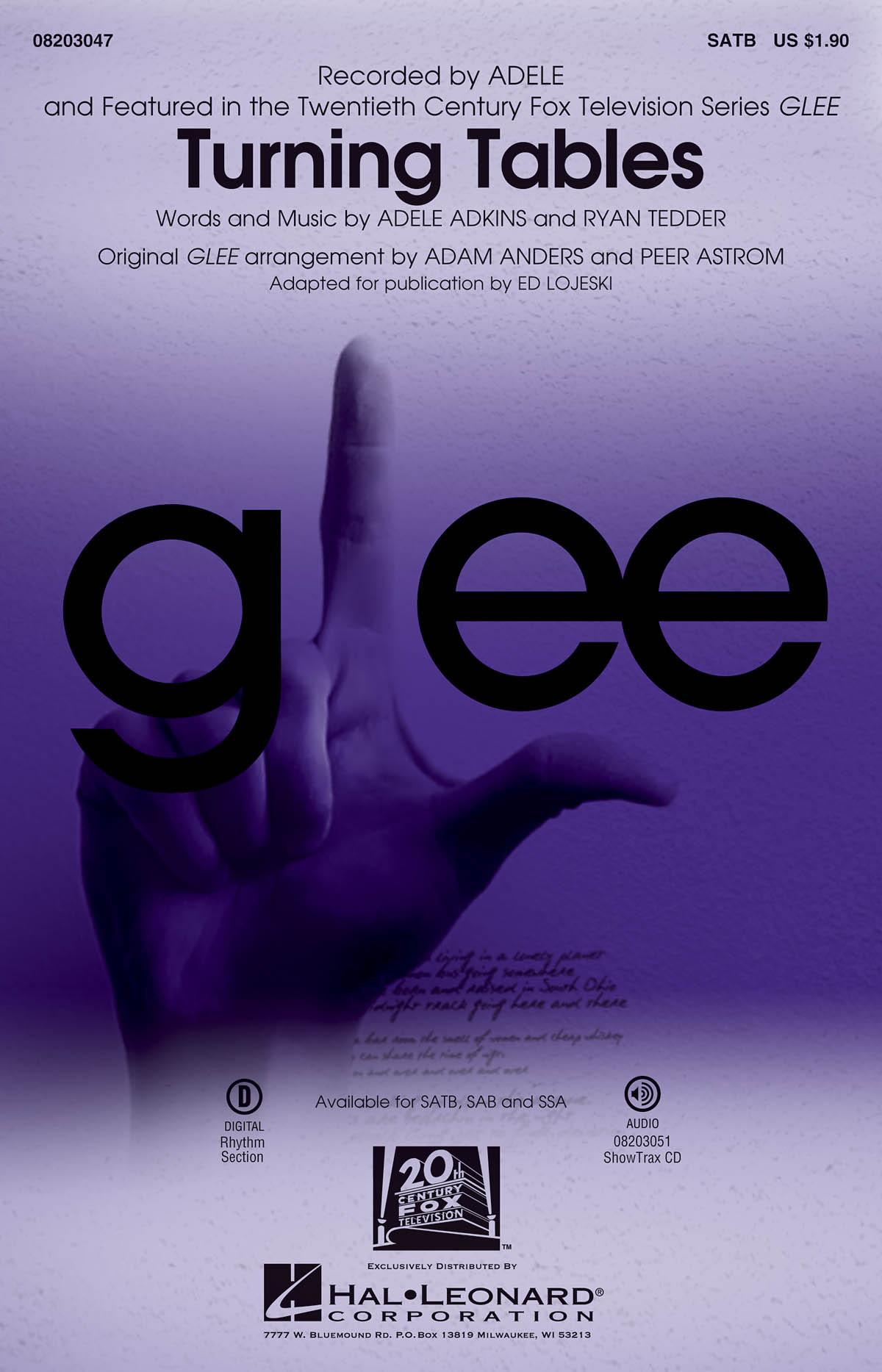 ADKINS ADELE/TEDDER RYAN TURNING TABLES (ARR LOJESKI ED) SATB CHORAL
