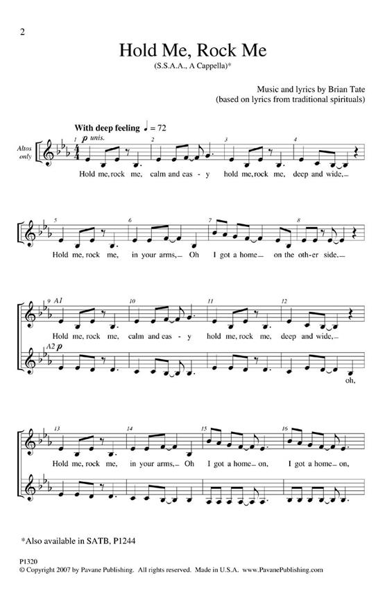 TATE BRIAN HOLD ME ROCK ME SSAA A CAPPELLA CHORAL