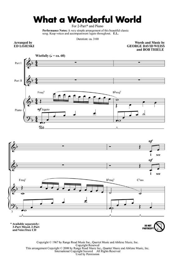WHAT A WONDERFUL WORLD (LOJESKI ED) 2 PART CHORAL