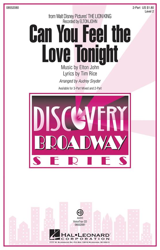 JOHN ELTON CAN YOU FEEL THE LOVE TONIGHT (ARR SNYDER) 2PT CHOR