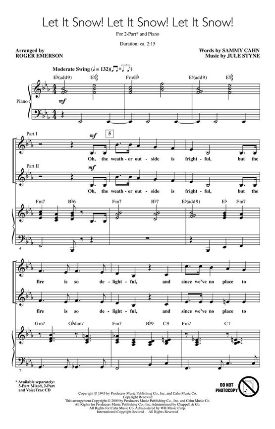 STYNE JULE LET IT SNOW (EMERSON ROGER) 2 PART CHORAL