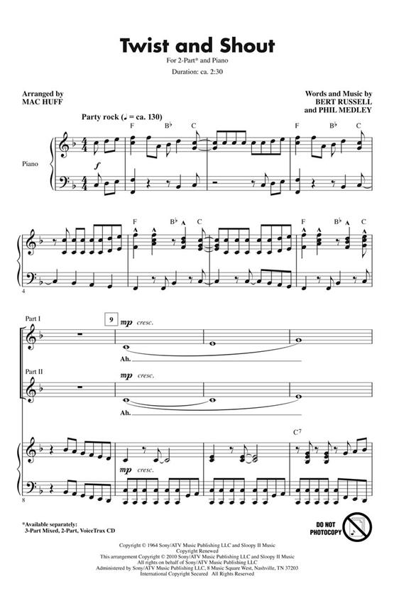 TWIST AND SHOUT (HUFF MAC) 2 PART CHORAL