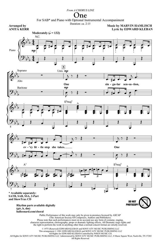 Hamlisch One Chorus Line (Kerr) Sab